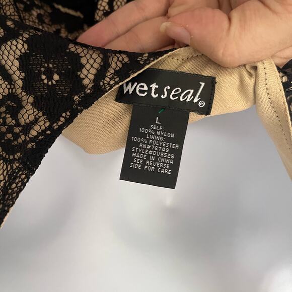 Y2K Wet Seal Lace Overlay Dress L Whimsigoth Festival Ruffle Romantic Party Goth - Picture 9 of 10